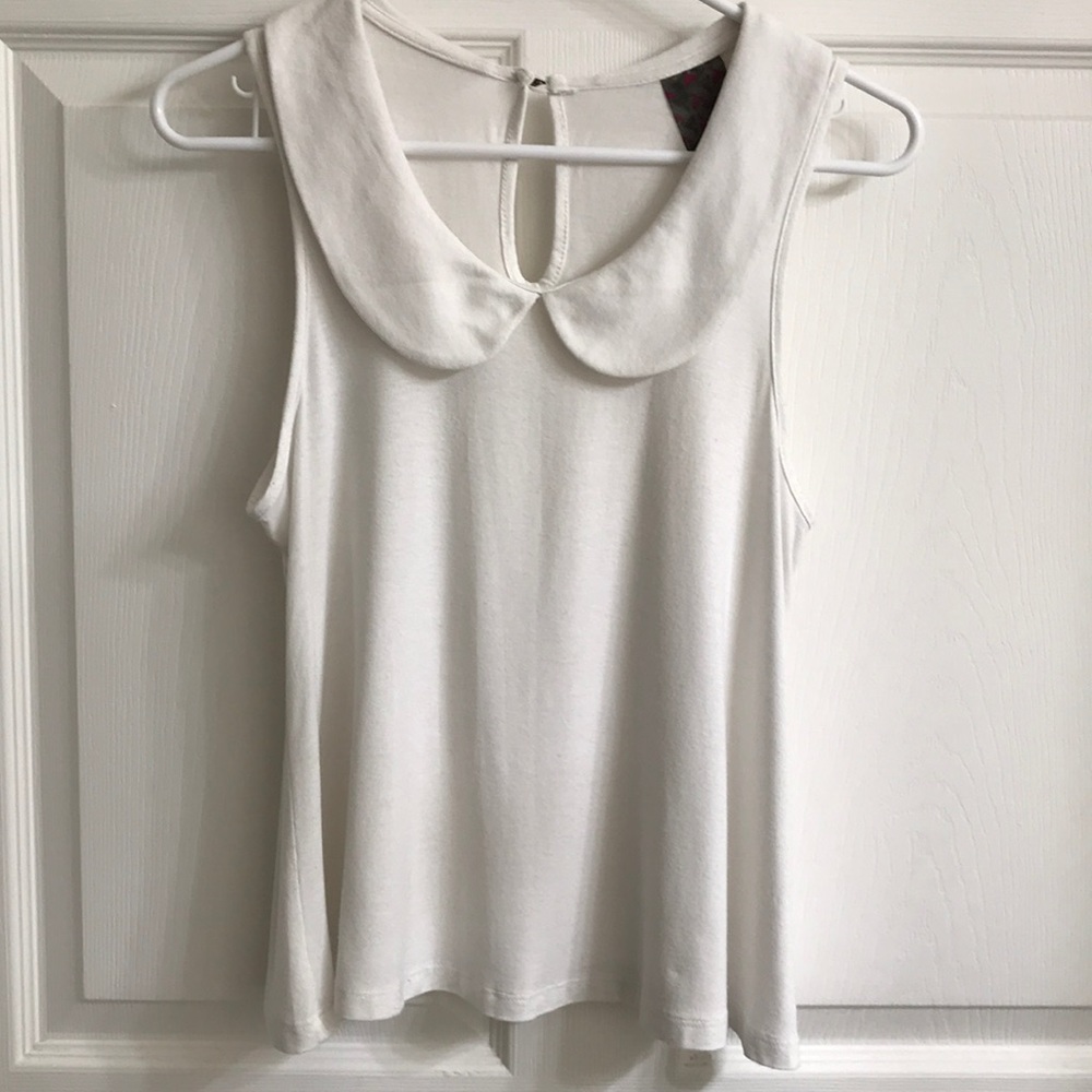WallpapHer white Peter Pan collar white top sz Sm